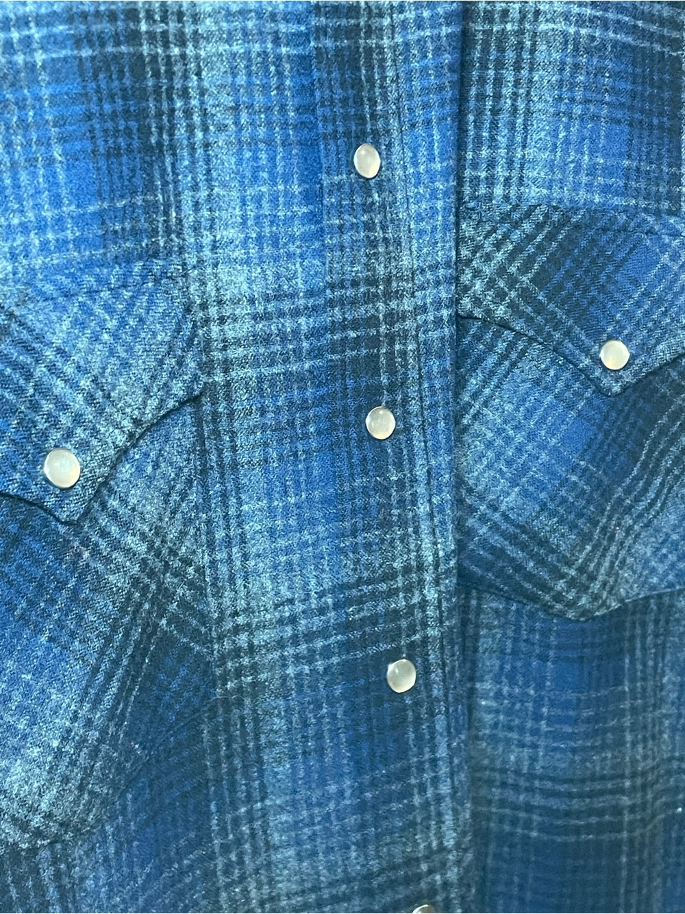 Pendleton Men’s XXL 100% Virgin Wool Blue Plaid Pearl Snap Western Shirt 2XL - Picture 3 of 8